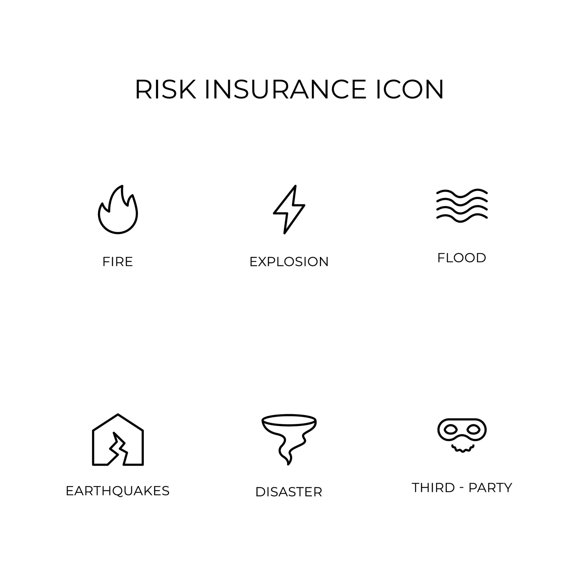 set of risk insurance icon simple cute line style 3339142 Vector Art at
