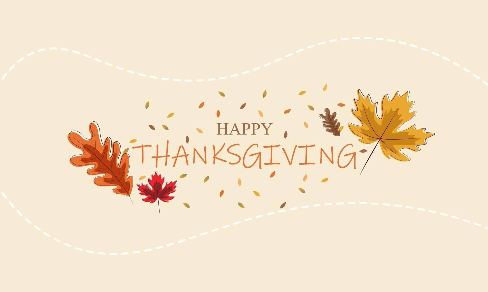 happy thanksgiving background autumn leaves vector illustration