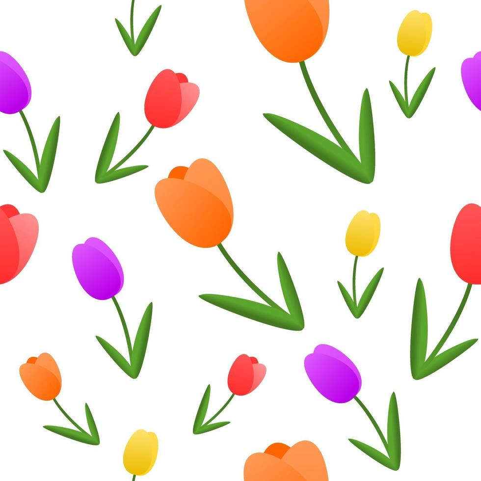 Seamless pattern of colorful tulips flower. Free vector