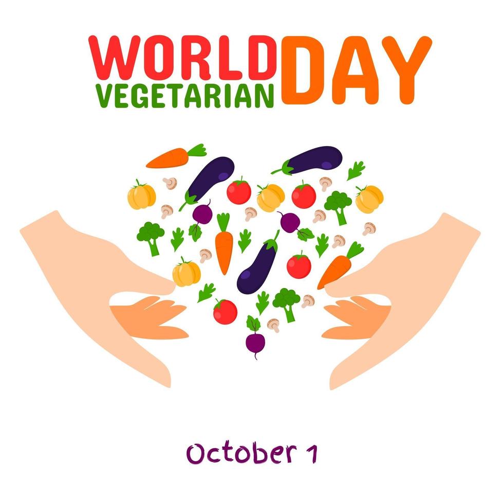 World vegetarian day vector illustration idea concept. 1st October.