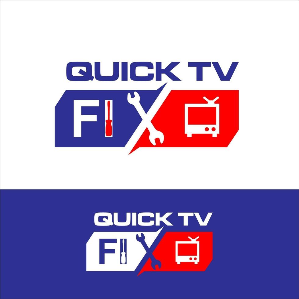 Quick TV repair logo or Tv Maintenance vector