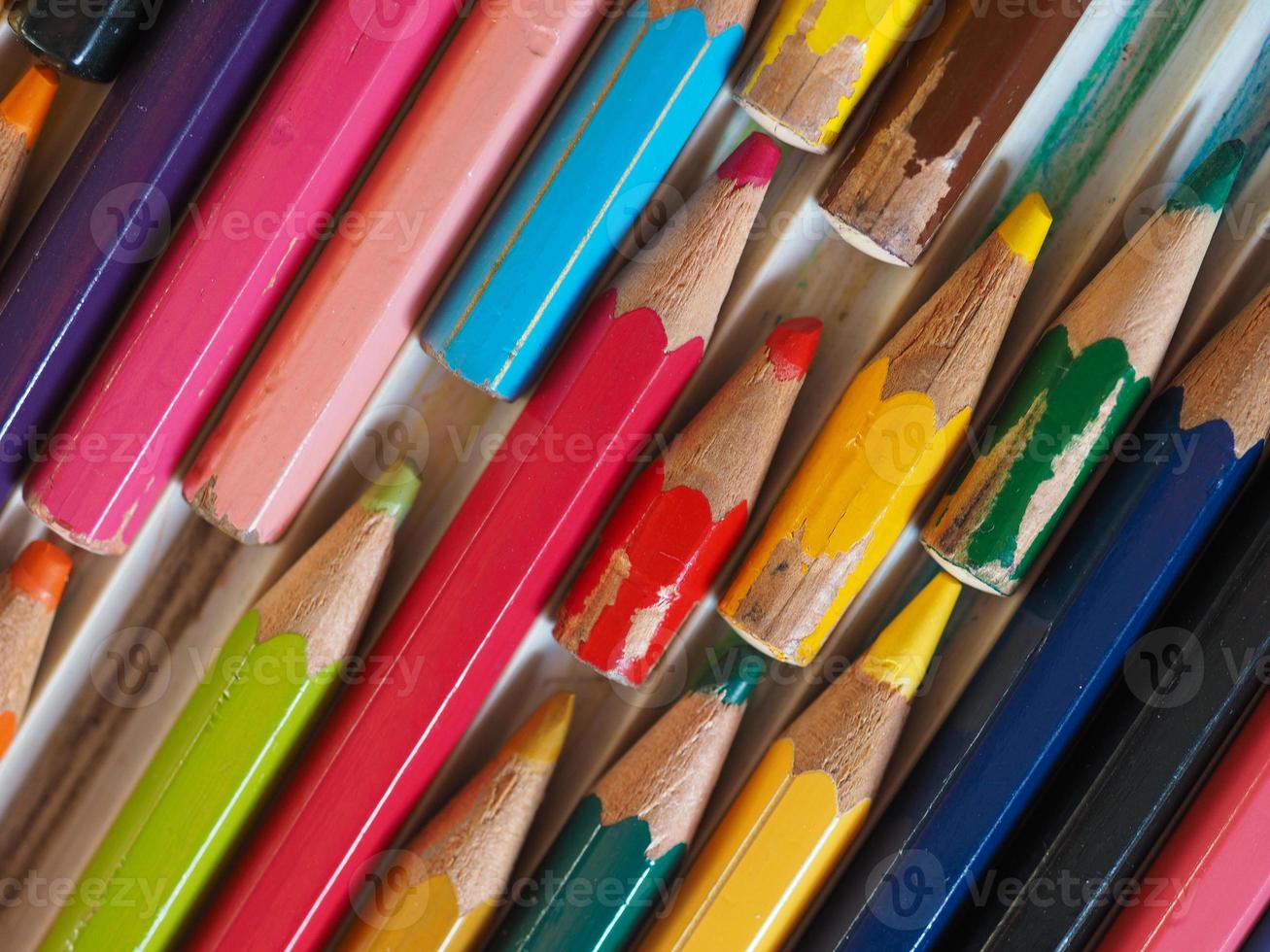 Many colour pencils photo
