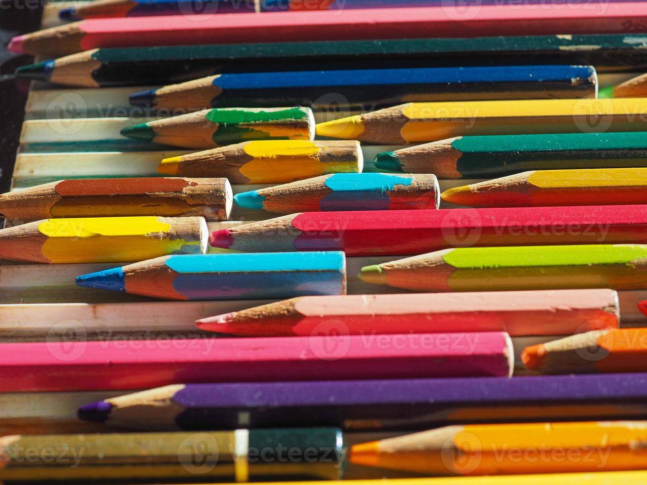 Many colour pencils photo