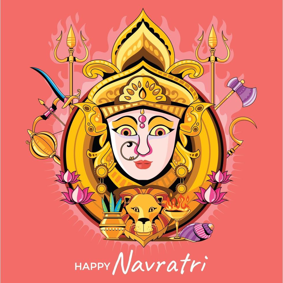 Durga Character Hand Drawn for Happy Navratri vector