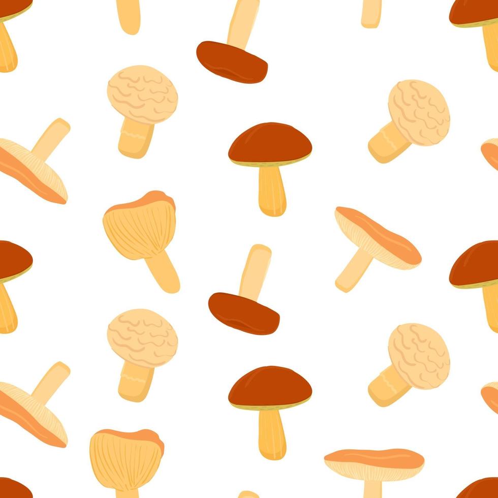 Mushroom seamless culinary pattern. Cartoon vector food background