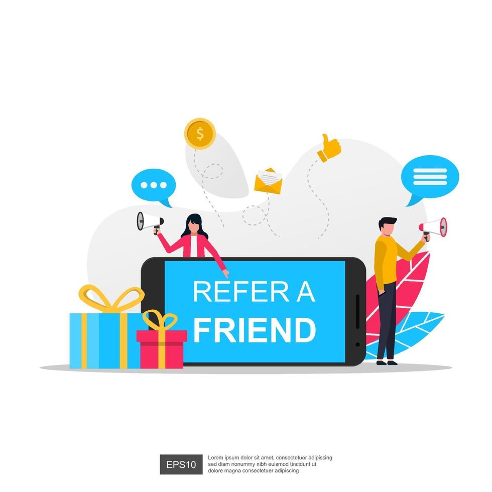 Refer a friend concept to get rewards vector illustration. 3339464