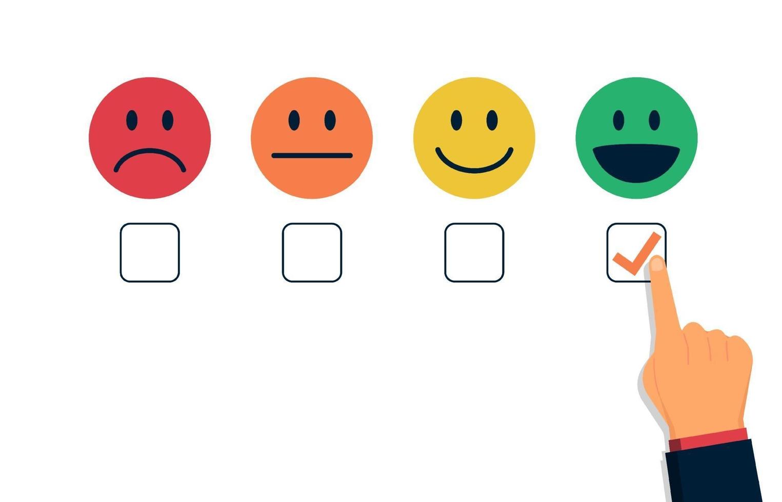 Customer satisfaction rating concept with hand illustration. vector