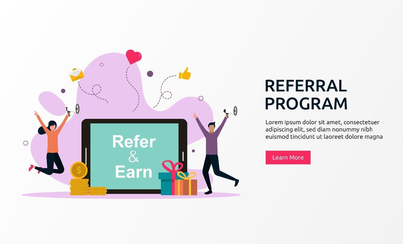 Referral program, affiliate partnership concept illustration. vector