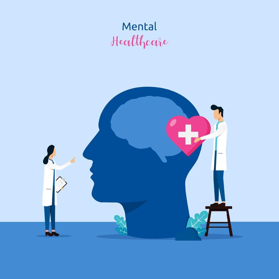 Mental health medical treatment vector illustration.