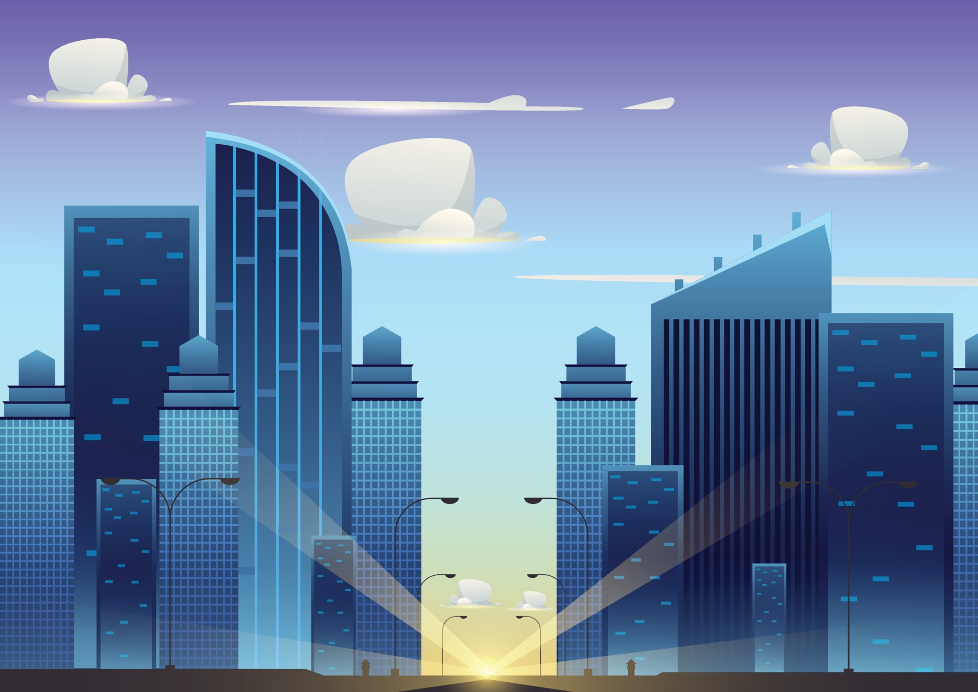 morning city cartoon background with buildings and sun 3339537 Vector Art  at Vecteezy