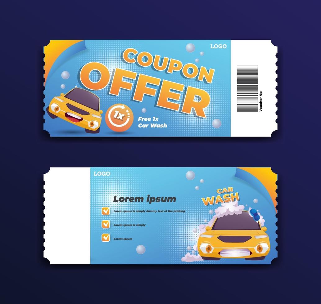 discount coupon for car wash with car cartoon illustration vector
