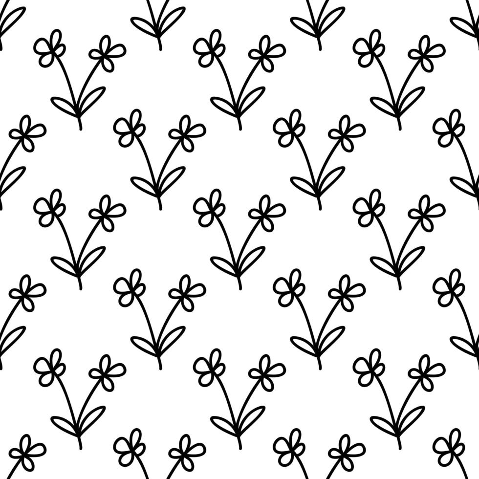 Seamless pattern made from doodle chamomile flowers. Isolated on white vector