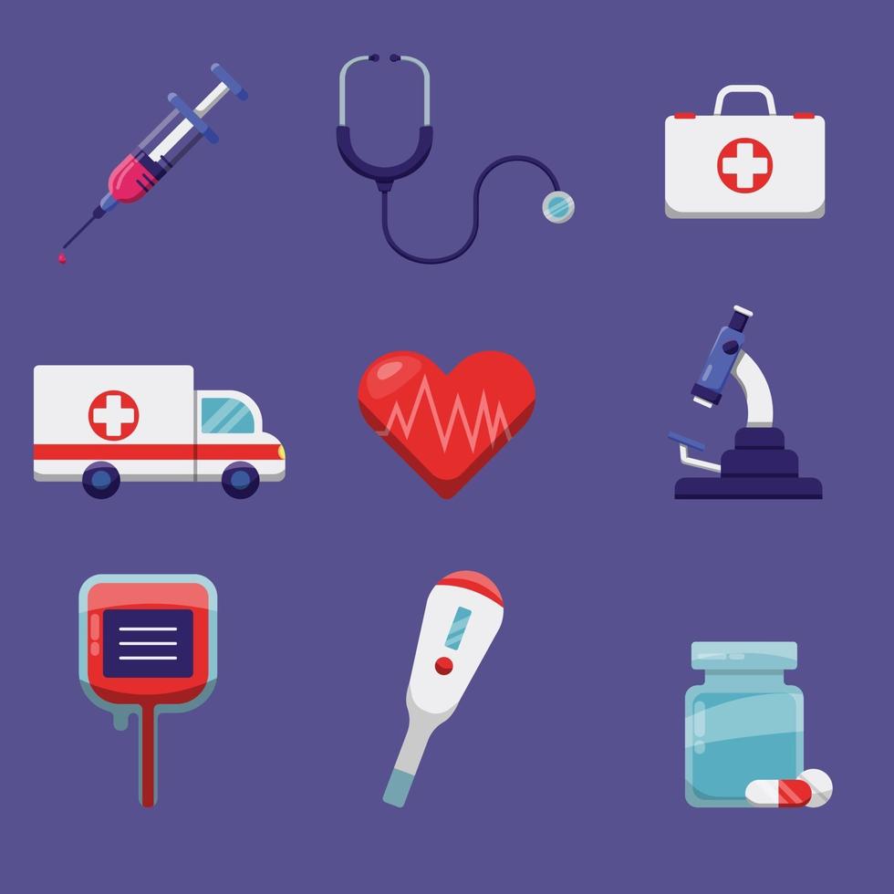 un conjunto de diseño de iconos médicos vector