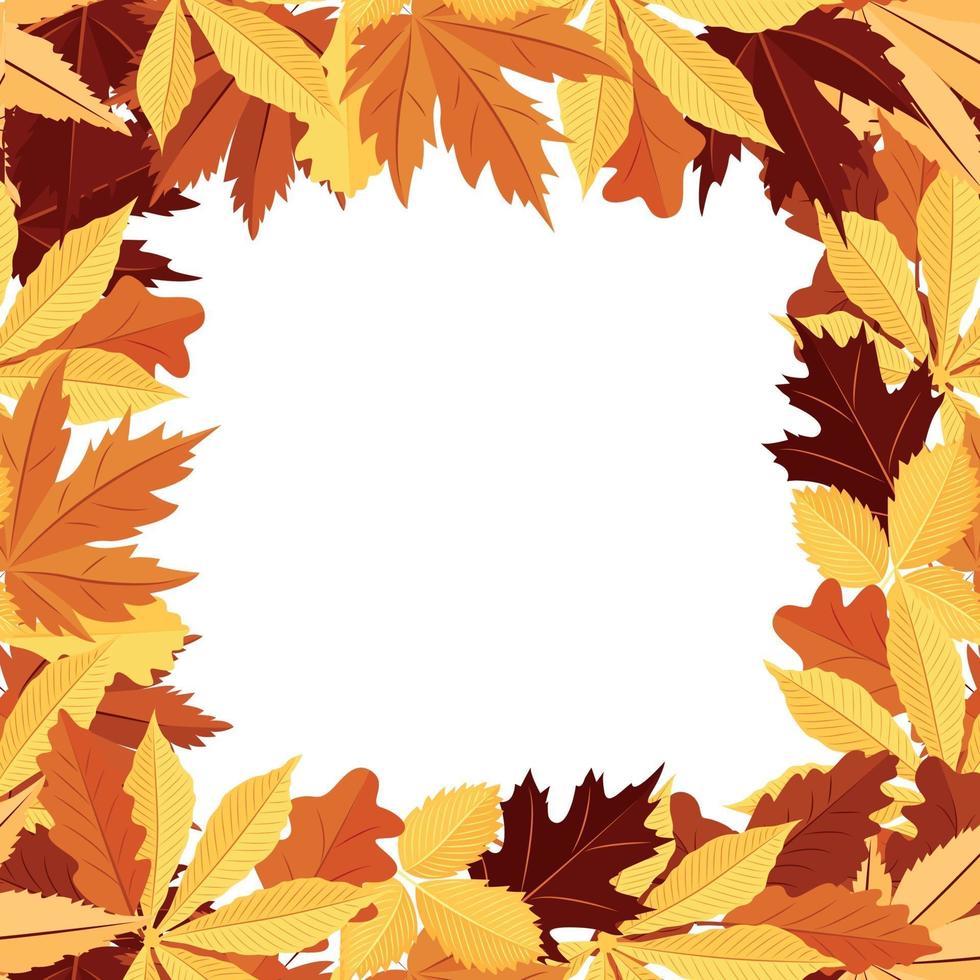 Square frame made of autumn leaves. A design element. Vector. vector