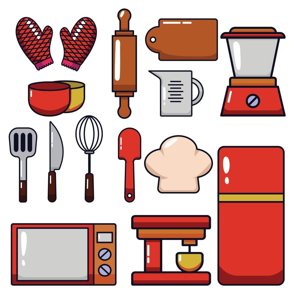 un juego de herramientas de cocina vector