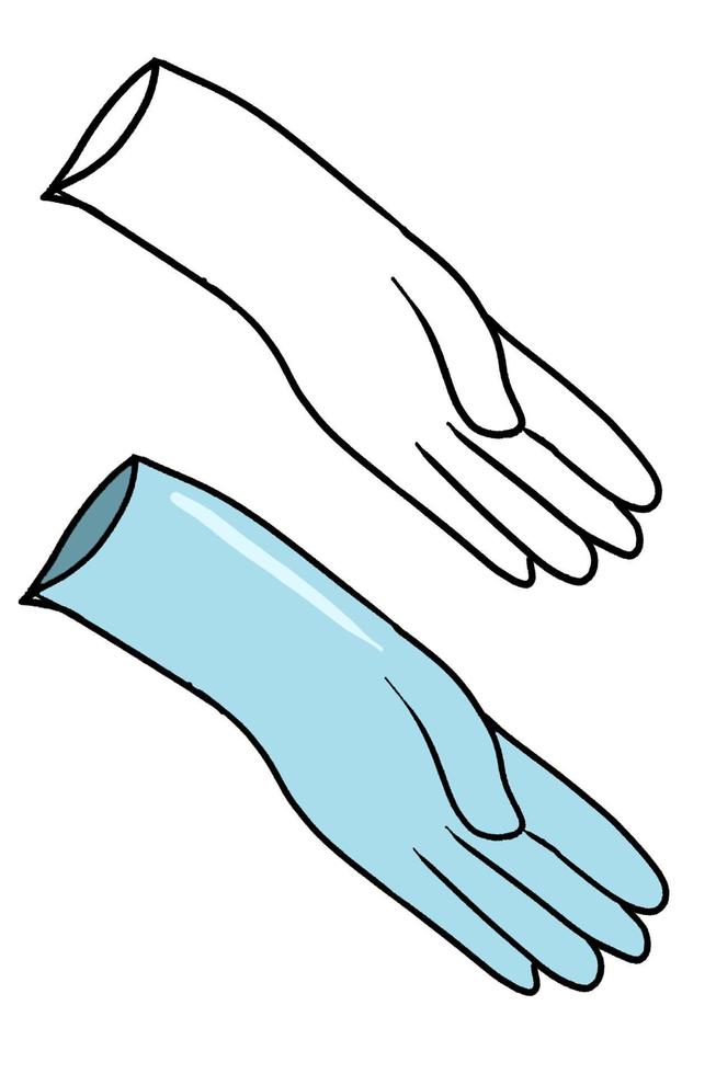 guante médico azul dibujado a mano vector