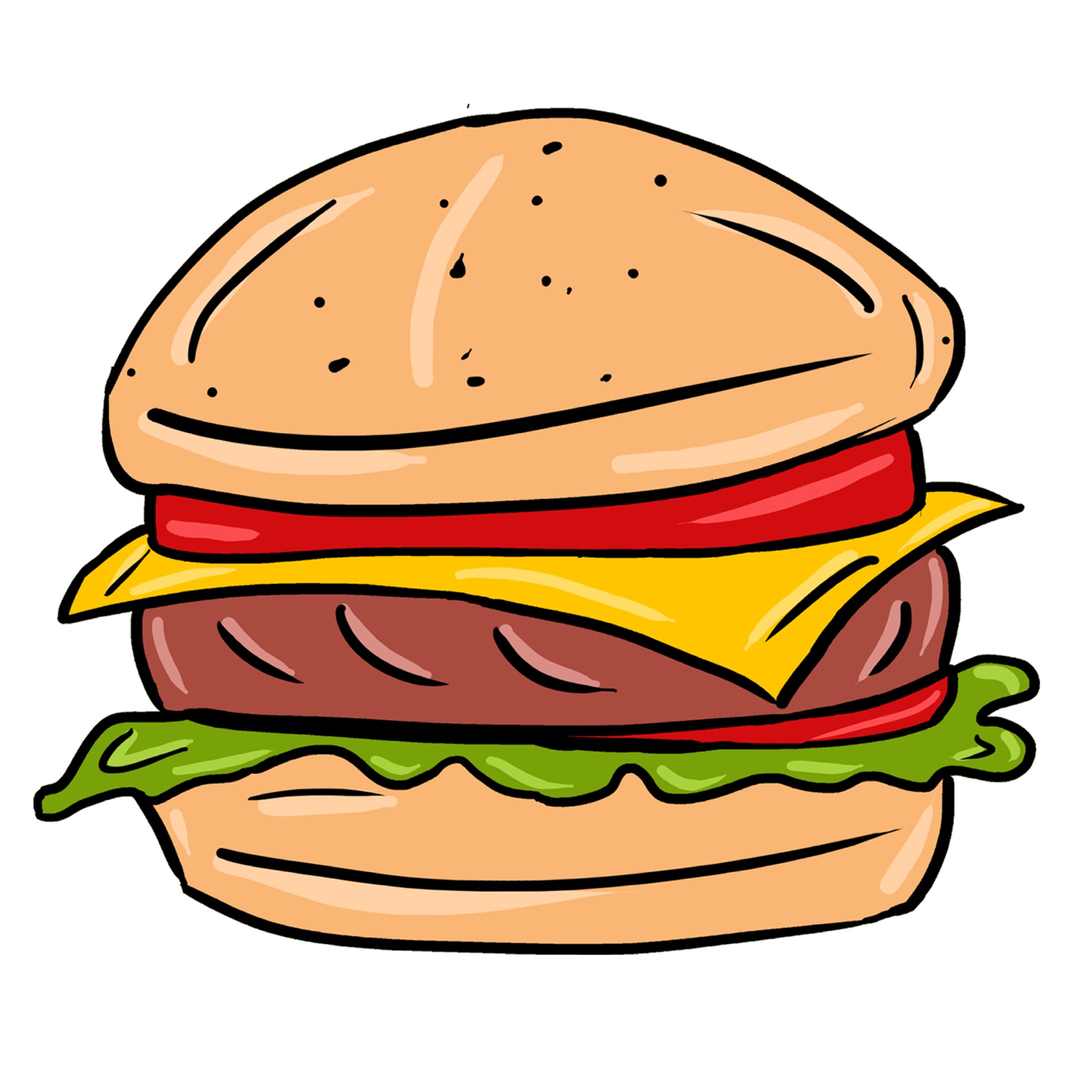 Colored hand drawn burger vector illustration isolated 3339788 Vector
