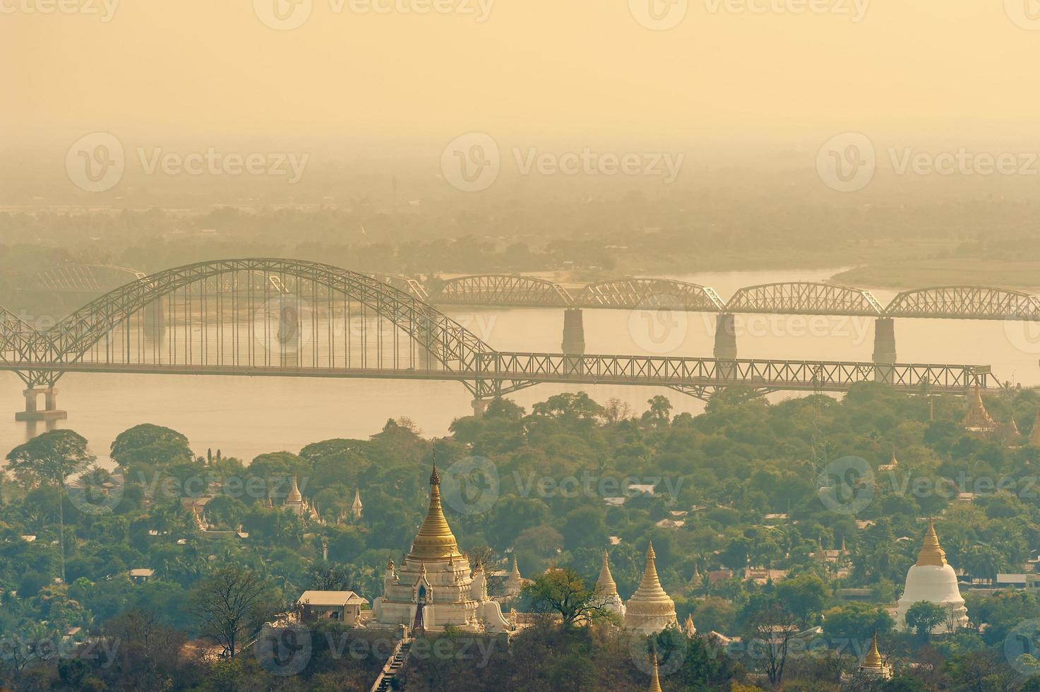 Aerial view from the Sagaing Hill in Mandalay, Myanmar Burma photo