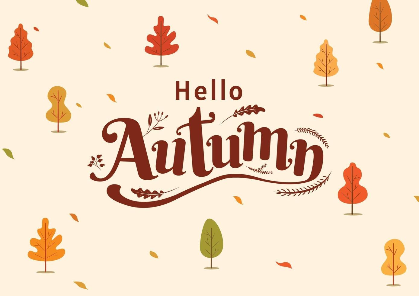 Hello Autumn, Thanksgiving day, fall, Typography, Calligraphy vector