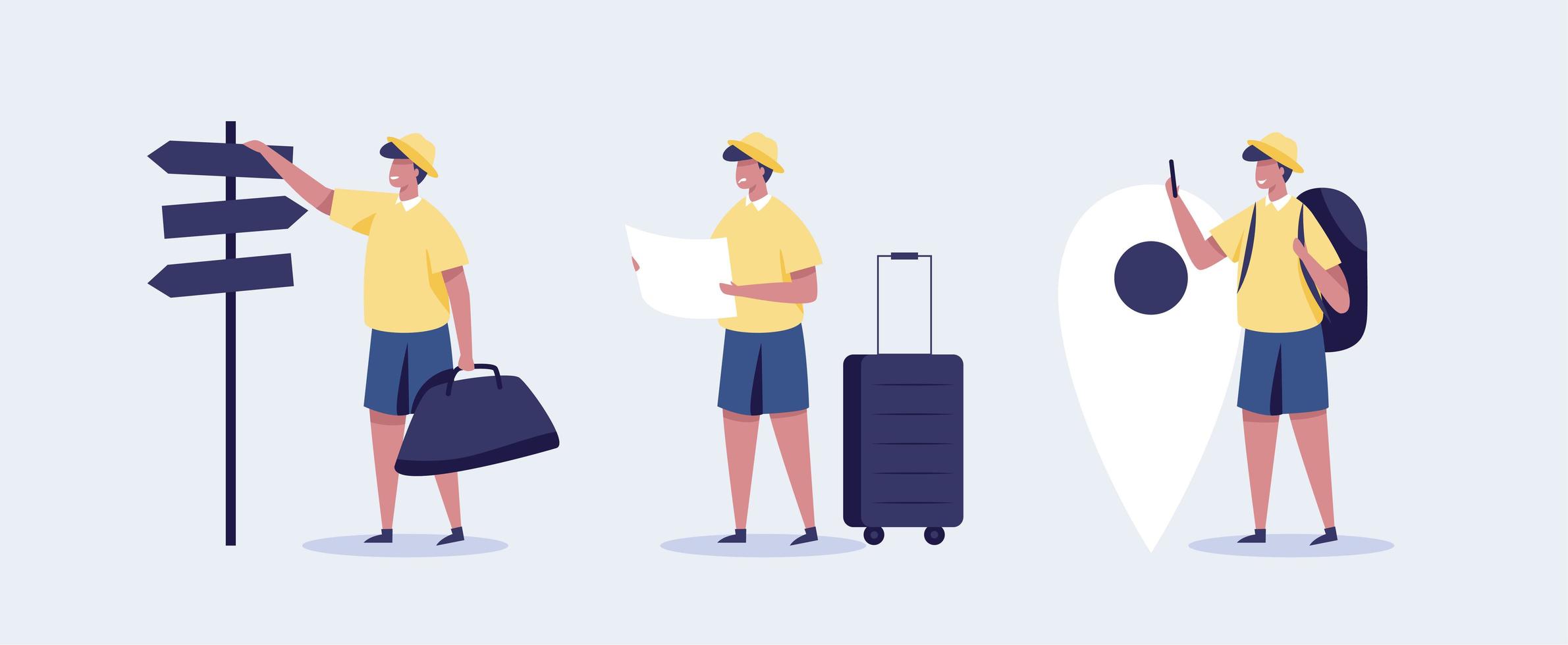 Young man traveling concept illustration. vector