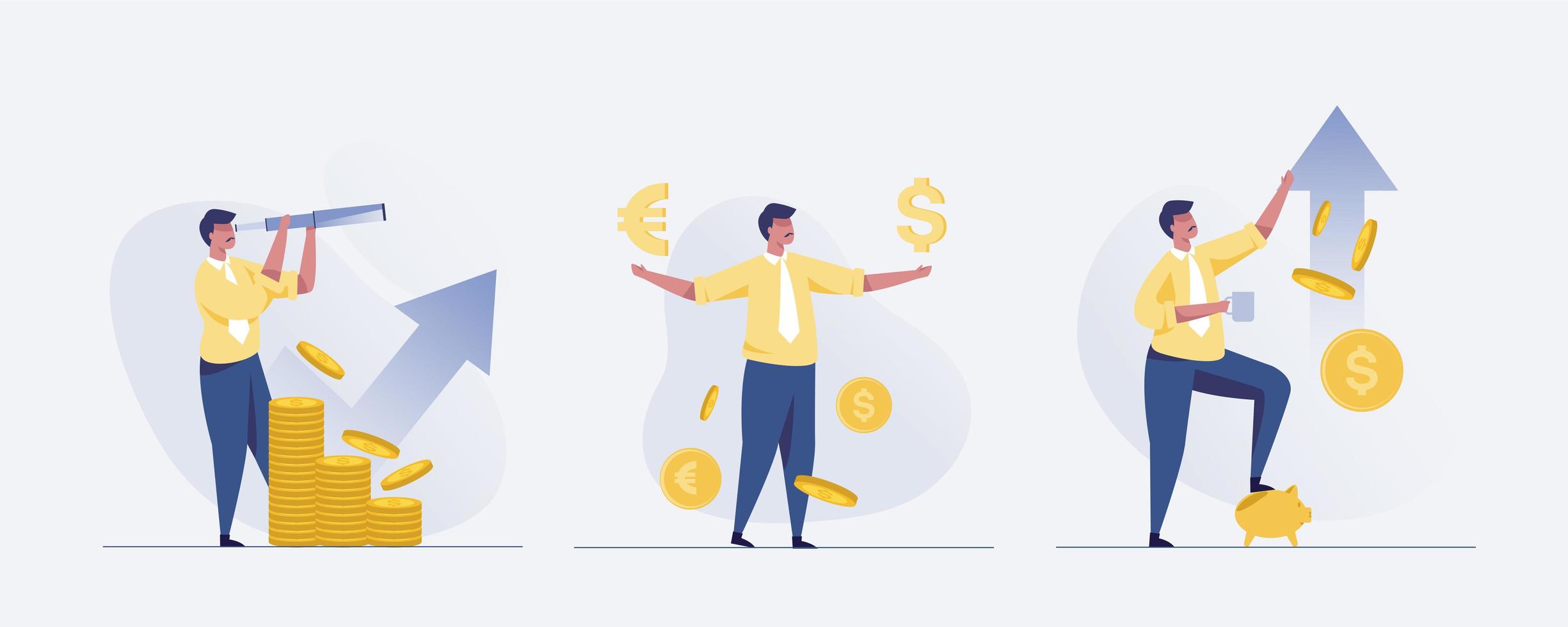 Concept of businessman in finance, business growth and investment. vector