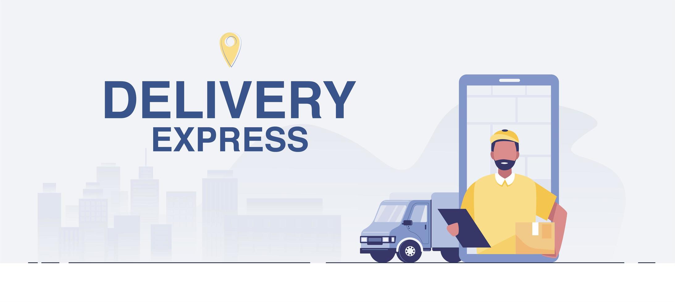 Online delivery service concept, online order tracking. vector