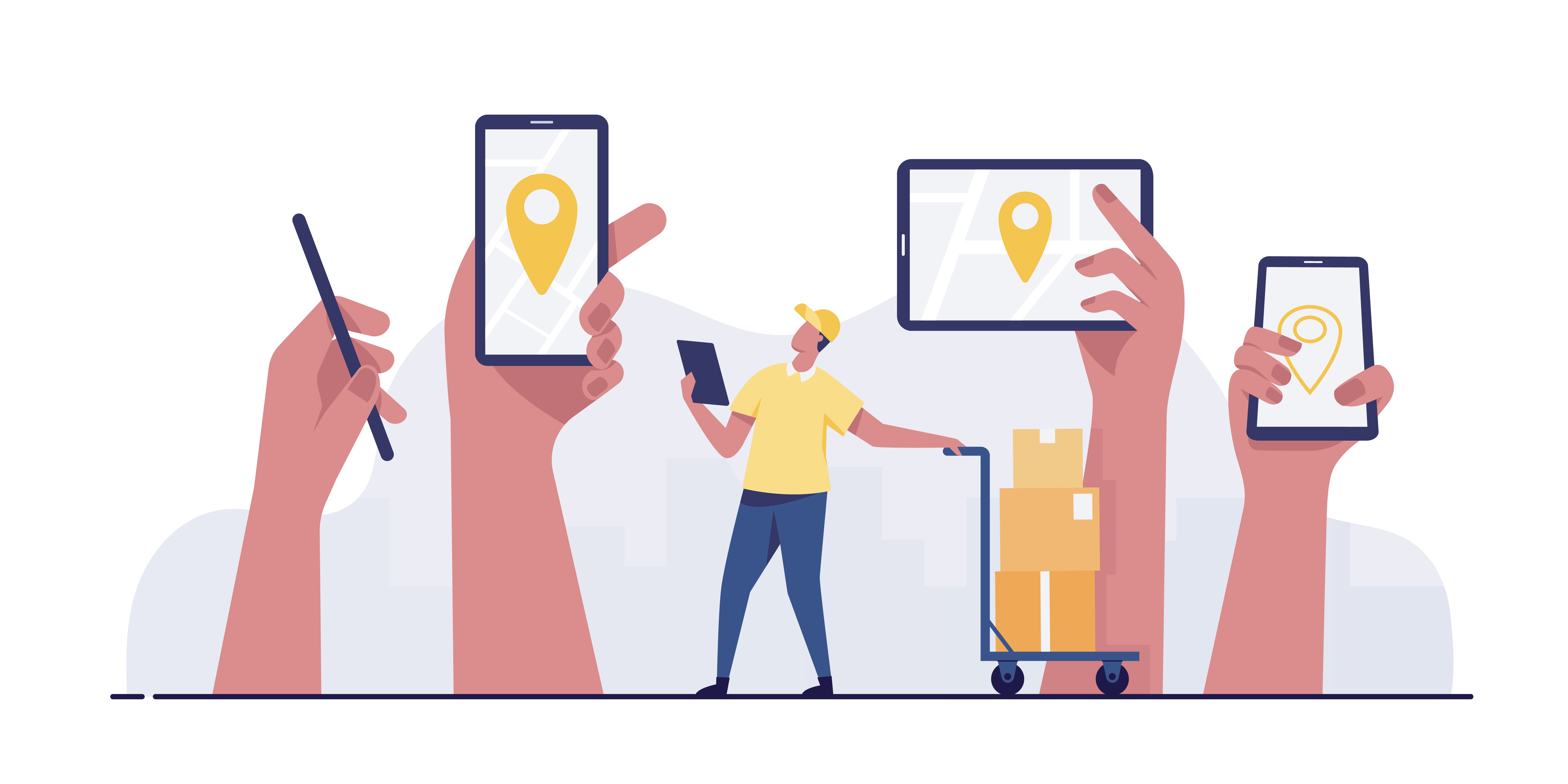 Mobile smartphone with location pin delivery service concept. 3340063