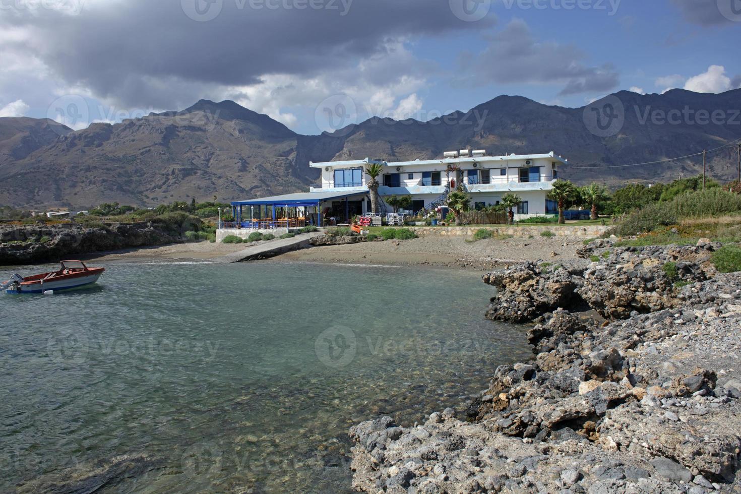 Beach frangokastello in creta island greece modern summer background photo