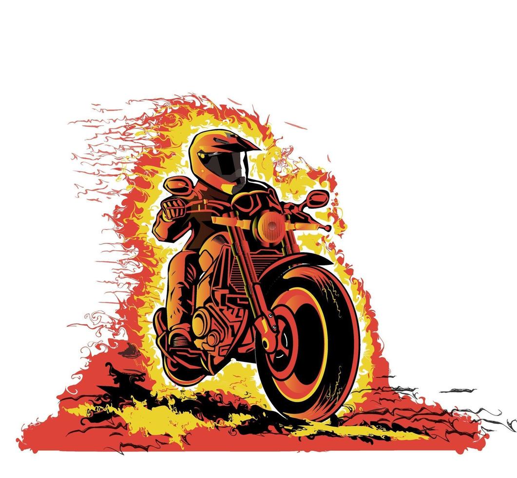 Vector image of motorbike rider illustration in yellow gold and black