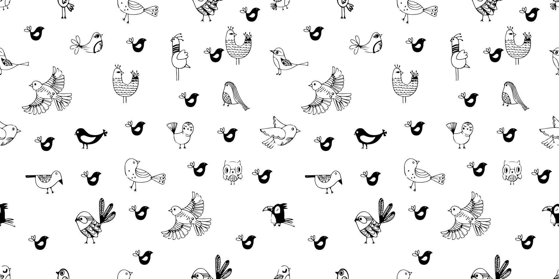 seamless vector image of fowl, birds and others