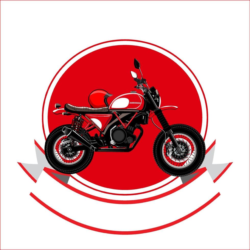 Imagen vectorial de ilustración de motocicleta clásica en color rojo y negro vector