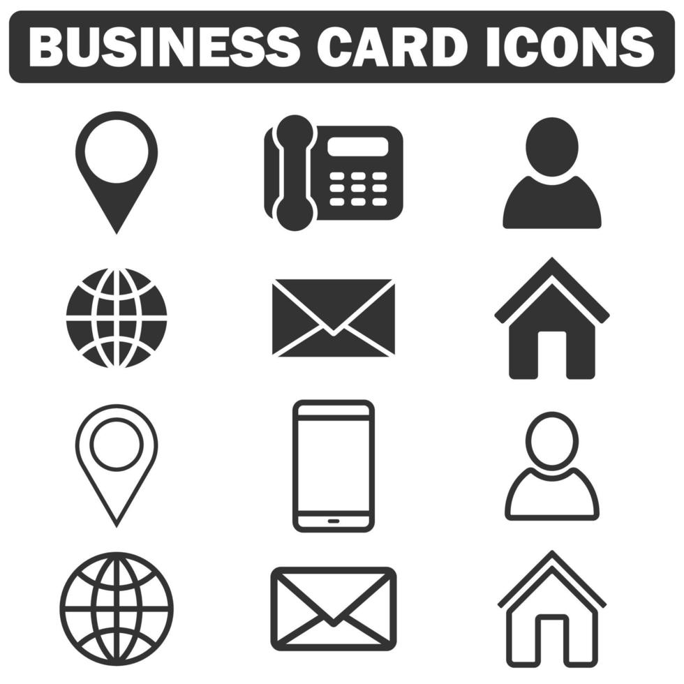 colección de iconos de tarjetas de visita vector