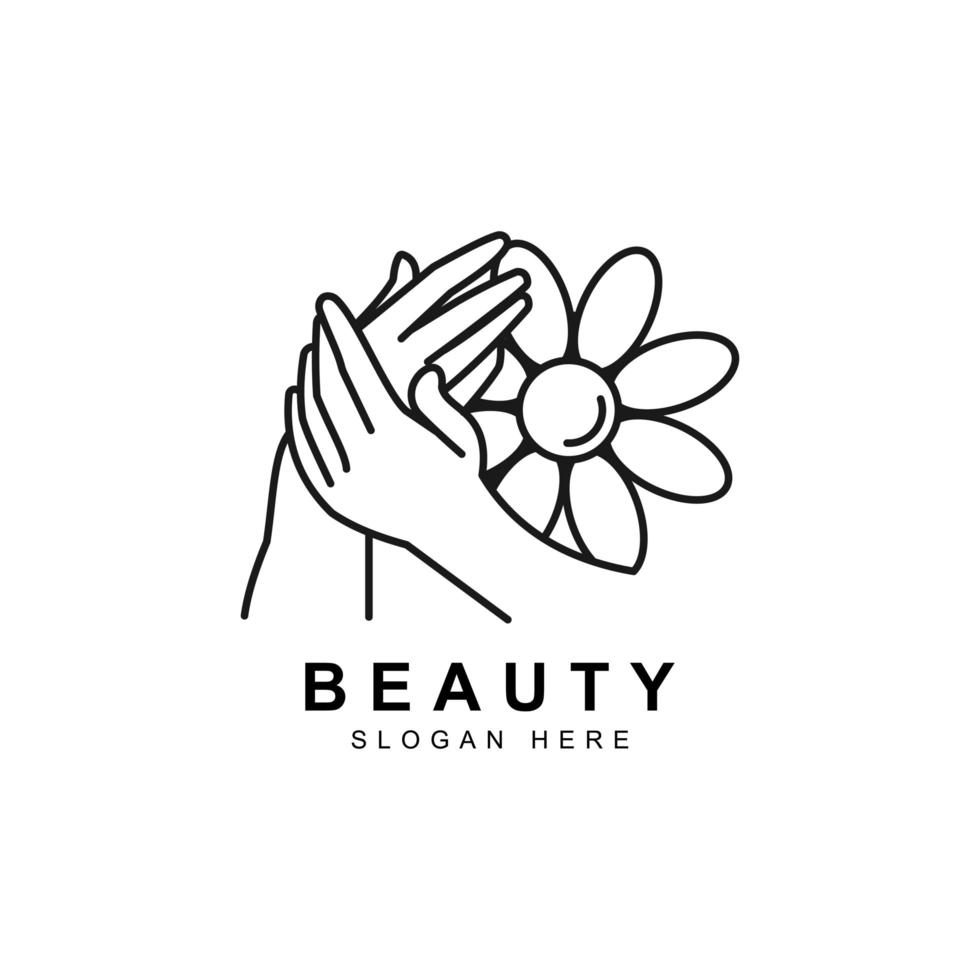 Hand beauty logo template design vector icon illustration.