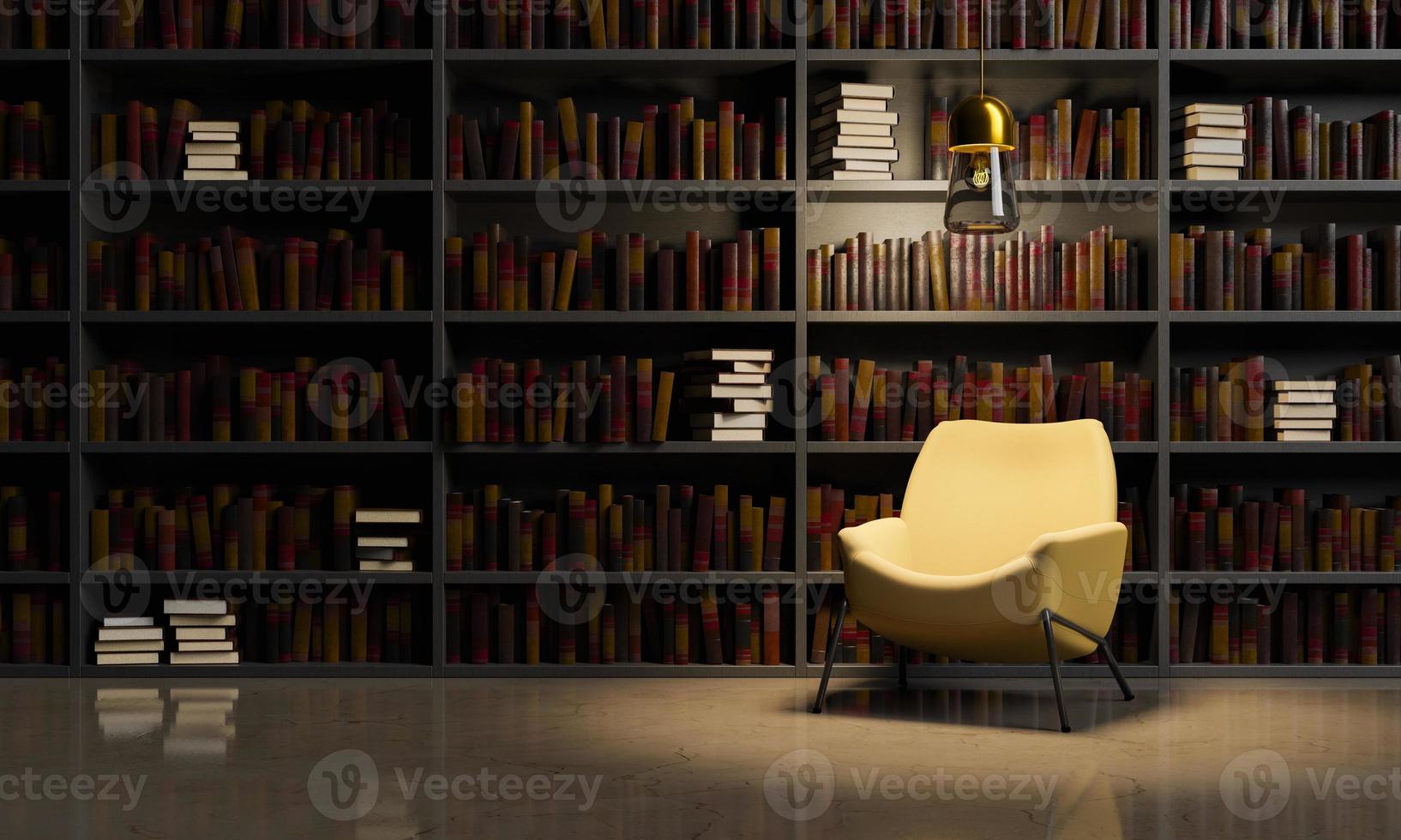 Reading room with sofa and library photo