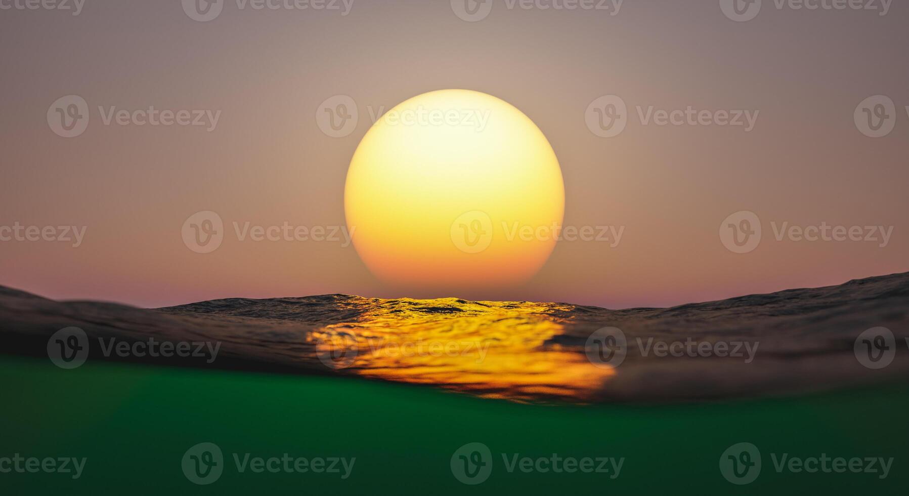 Sunset over the surface of the sea photo