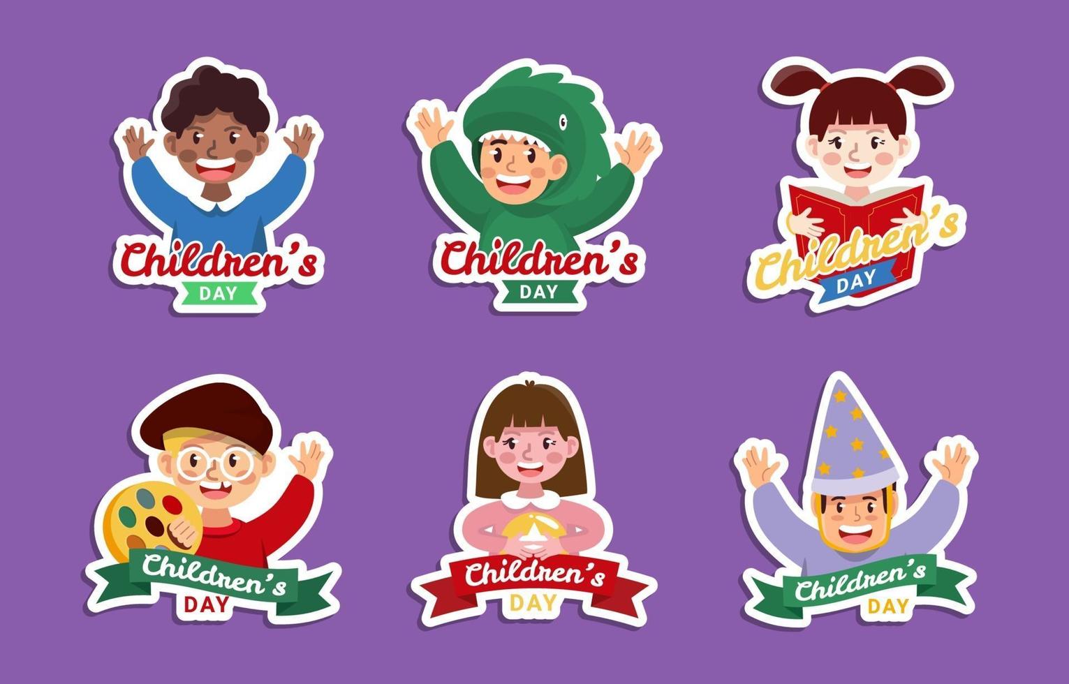 Children's Day Sticker Collection vector