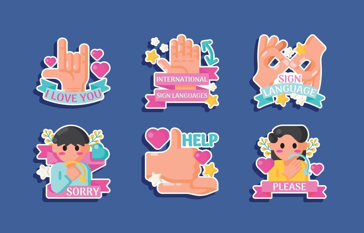 Sign Language Sticker vector