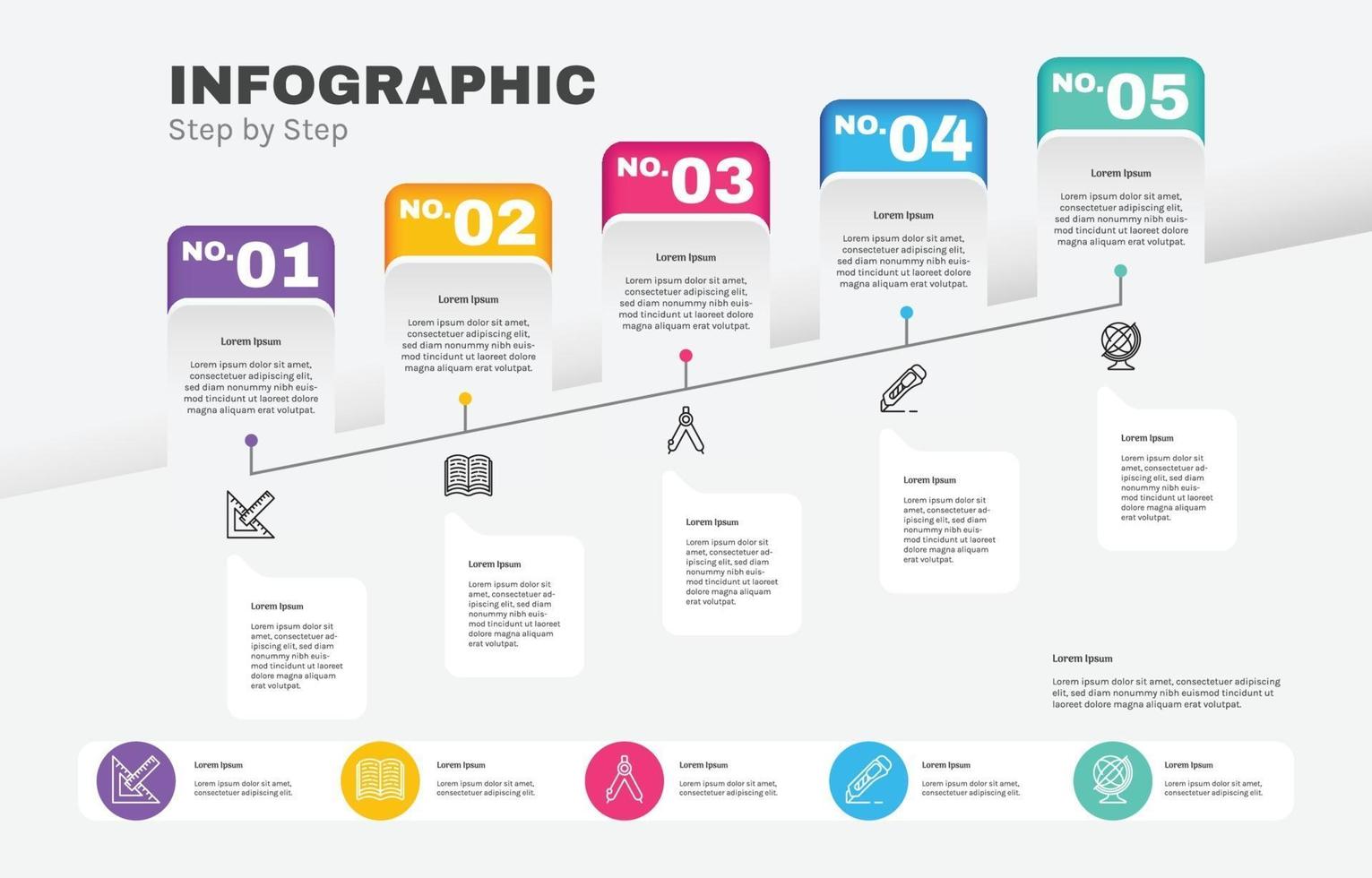 infografía plantilla paso a paso vector