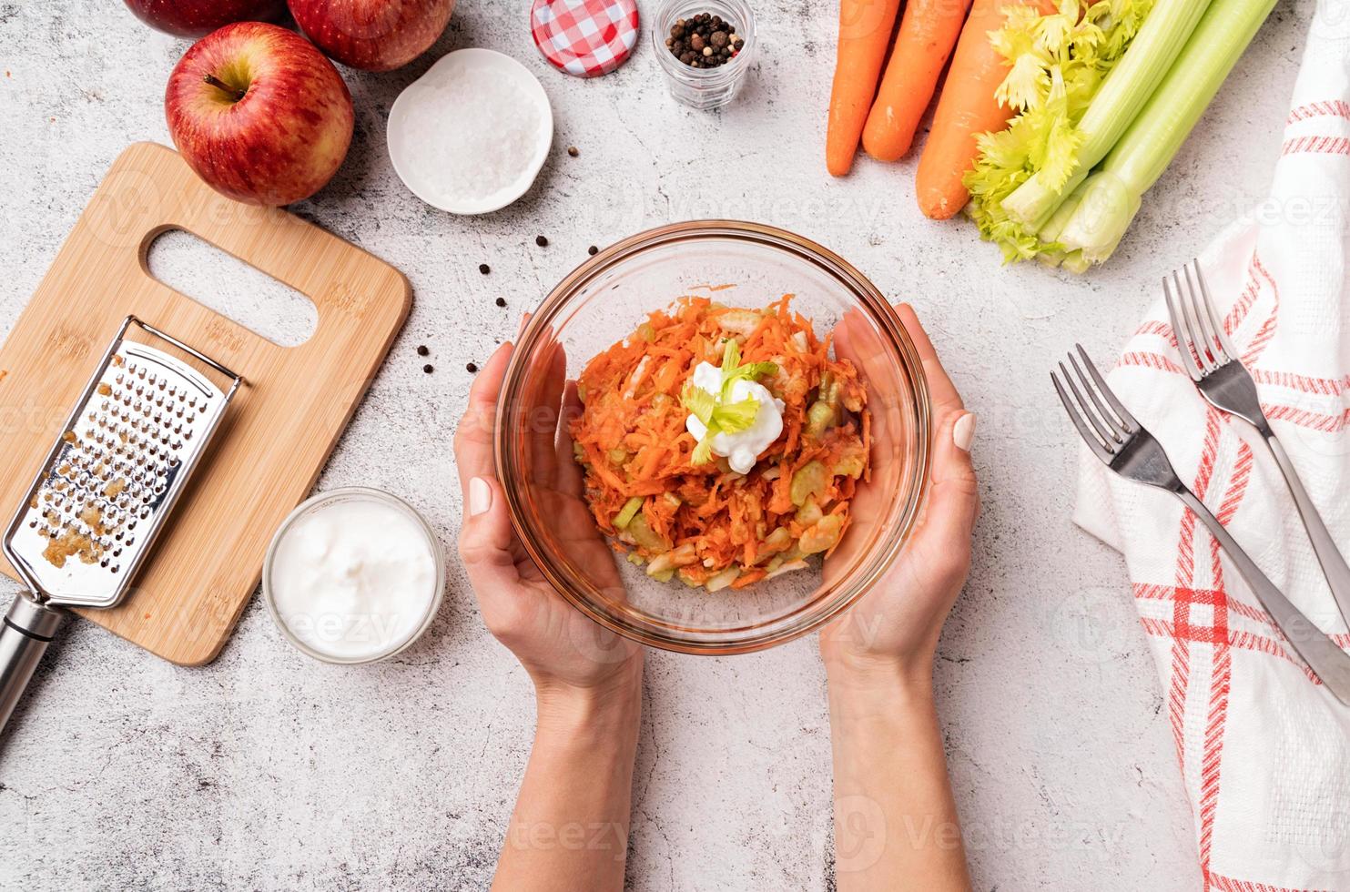 Making celery salad photo