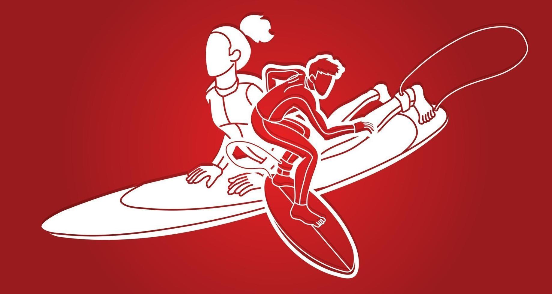 Surfing Sport Male and Female Player vector