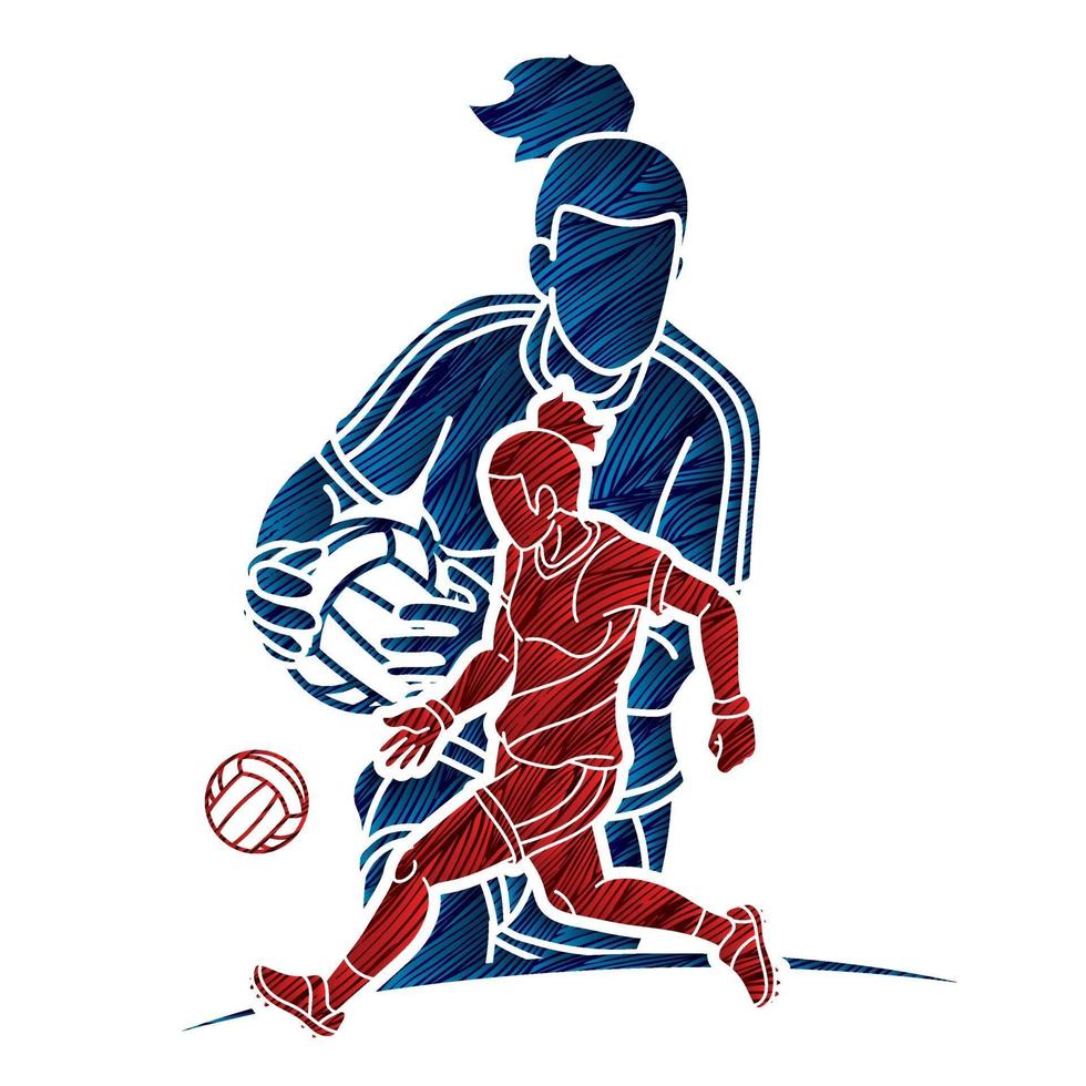 Silhouette Gaelic Football Female players Action vector