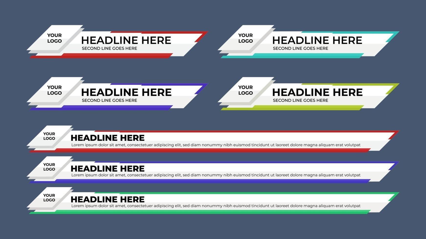 Lower Third TV News Bars Set Vector