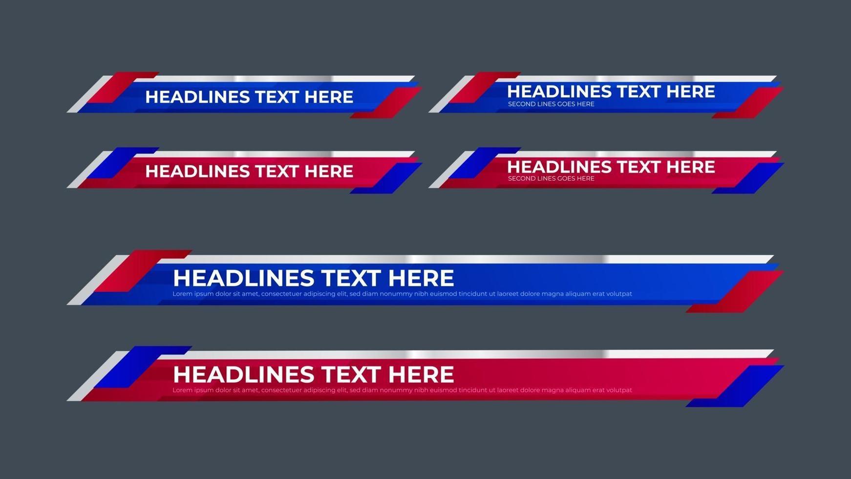 Lower Third Collection with red and blue color Set for News vector