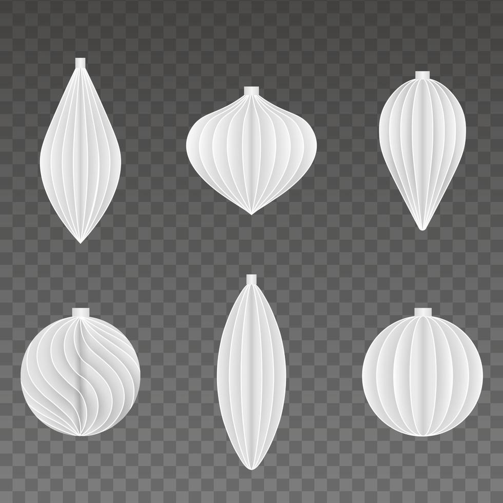 set of isolated paper christmas balls vector