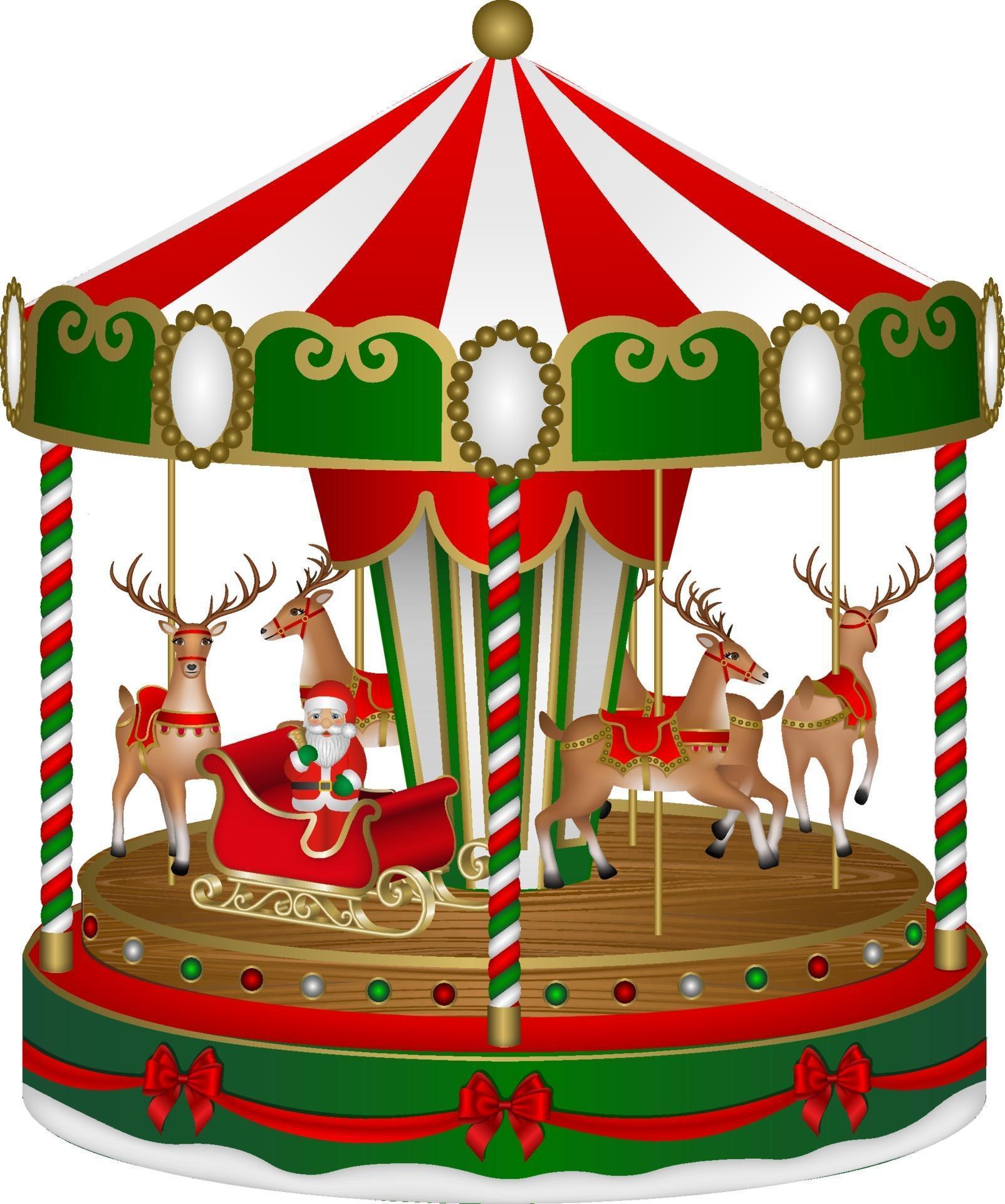christmas carousel with santa claus and reindeers 3341688 Vector Art at