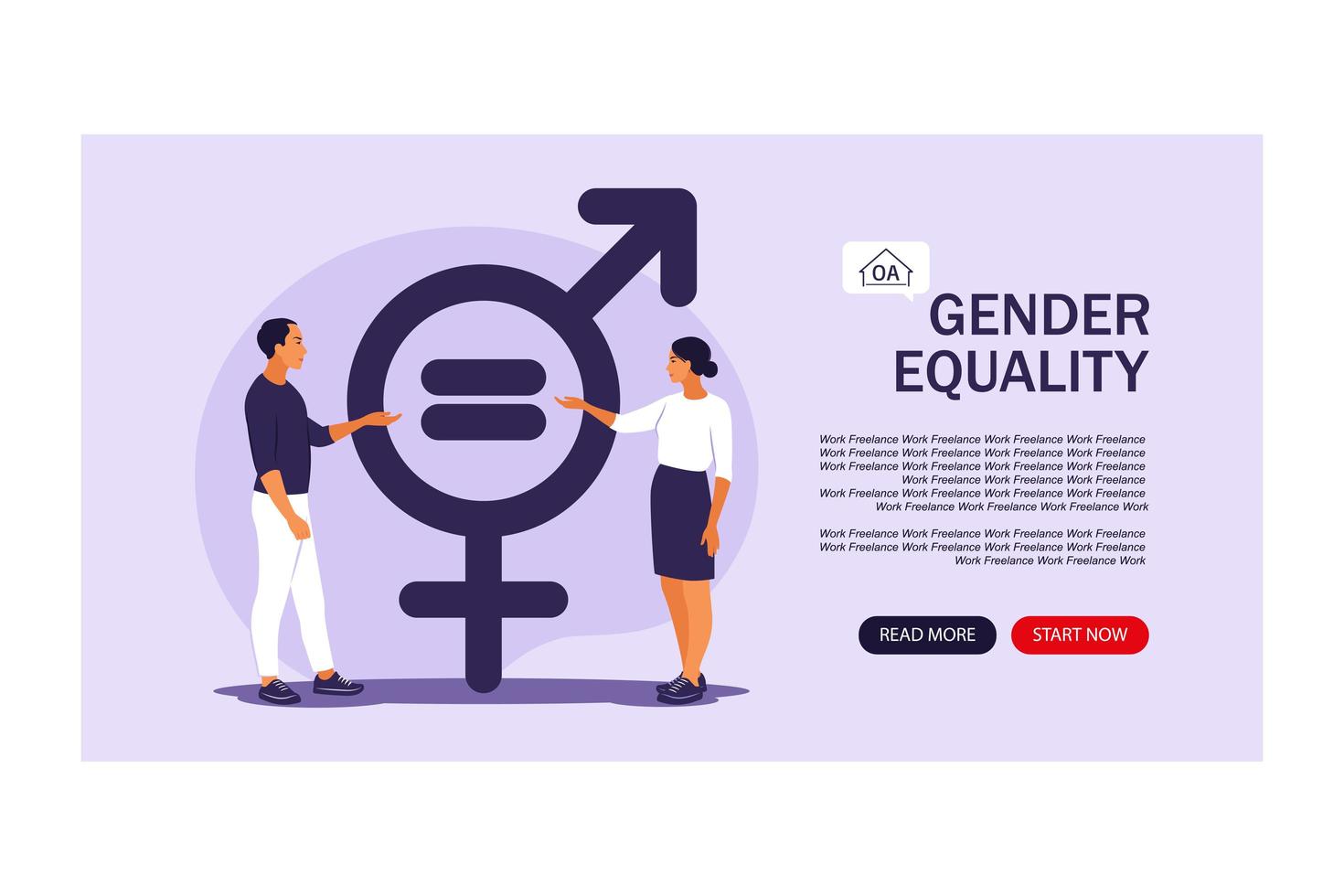 concepto de igualdad de género. página de destino para web. vector
