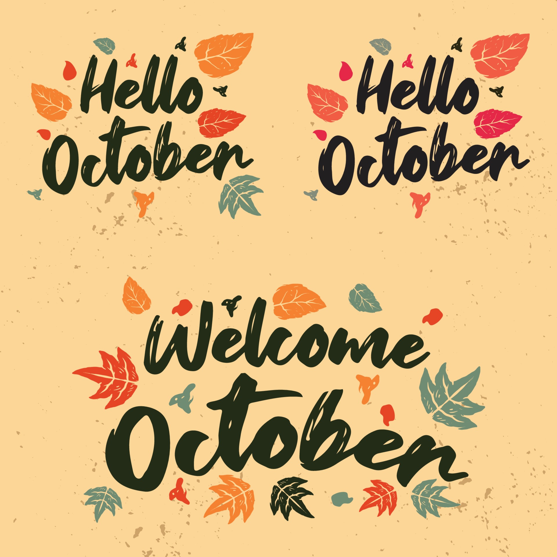 Hand drawn hello october lettering set 3341790 Vector Art at Vecteezy