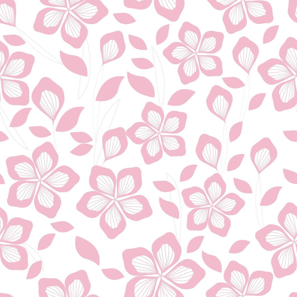 Pink flowers seamless pattern vector