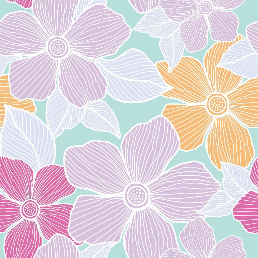 Purple flowers seamless pattern vector