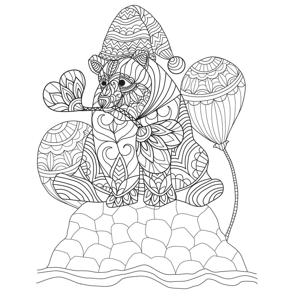 Bear hand drawn for adult coloring book vector